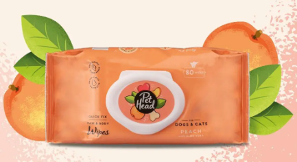 Pet Head Quick Fix Wipes 80pk Peach