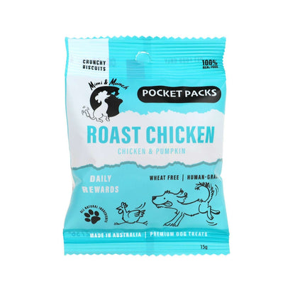 Roast Chicken Natural Dog Treats - Pocket Packs (5 Mini Packs) - Mimi & Munch AU - Baked Treats