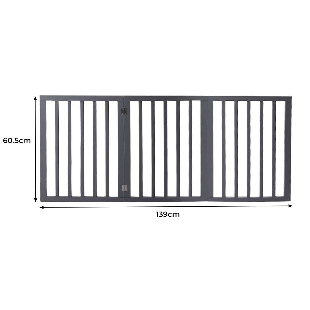 Wooden Pet Gate Dog Fence Retractable Grey 2000x 3MM-1910112967819661314
