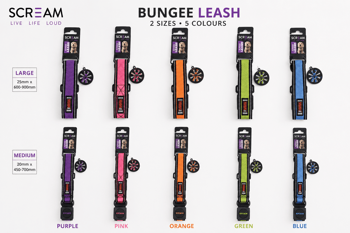Scream Reflective Bungee Leash with Padded Handle Pet Savers