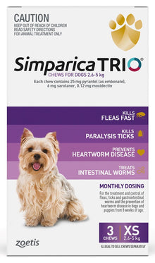 Simparica Trio Dog 2.6-5kg (Purple) 3pk