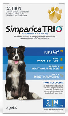 Simparica Trio Dog 10.1-20kg (Blue) 3pk