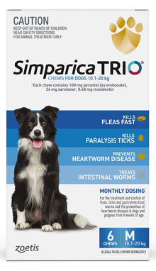 Simparica Trio Dog 10.1-20kg (Blue) 6 Pack