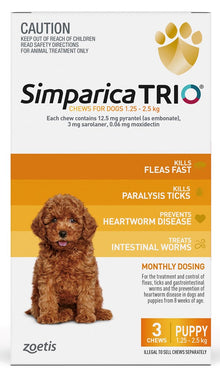 Simparica Trio Dog 1.3-2.5kg (Yellow) 3pk