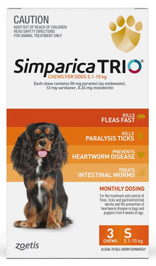 Simparica Trio Dog 5.1-10kg (Orange) 3pk