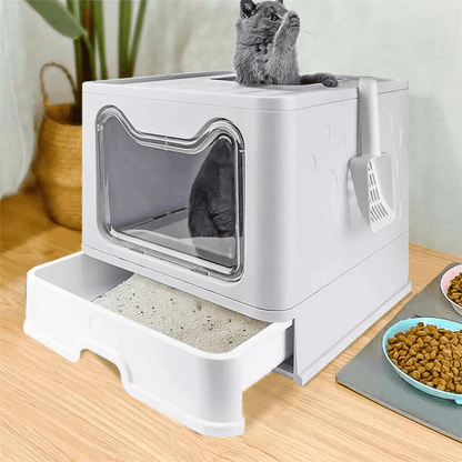 Tidy Cat Litter Box Enclosure with Portable Scoop Drawer