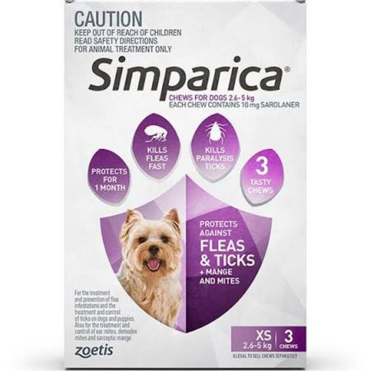 Simparica Dog 2.6-5kg 3pk Purple